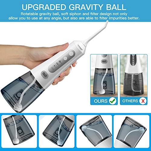 Water Flosser for Teeth, Professional Cordless Dental Oral Irrigator with 300ML Water Tank, 6 Mode, 6 Jet Tips, Portable and Rechargeable Waterproof Water Floosers For Home and Travel - Thumbnail 7