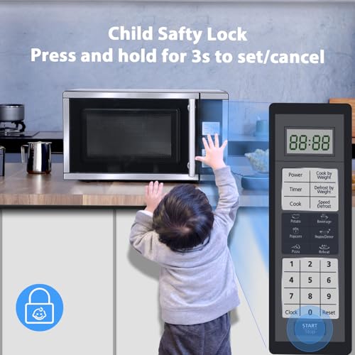 0.7 Cu.ft. Countertop Microwave Oven Countertop, 6 Auto Menus, 700W Small Microwave with 10 Power Levels, Child Lock & Space-Saving