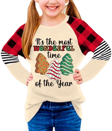 Image of BesserBay Girls Christmas Raglan Shirt Casual Leopard Stripe Patchwork Tunic Top 4-14 Years