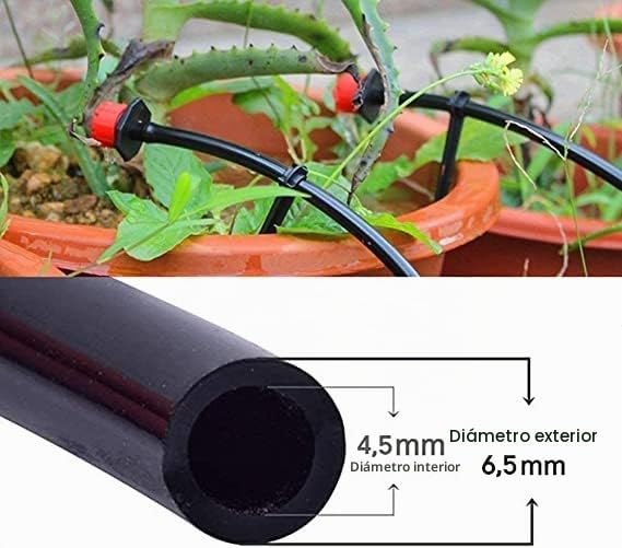 Suinga PACK MICROTUBO Flexible 4,5 x 6,5 mm 200 METROS + 100 Enlaces microtubo. Tubería utilizada para riego por goteo