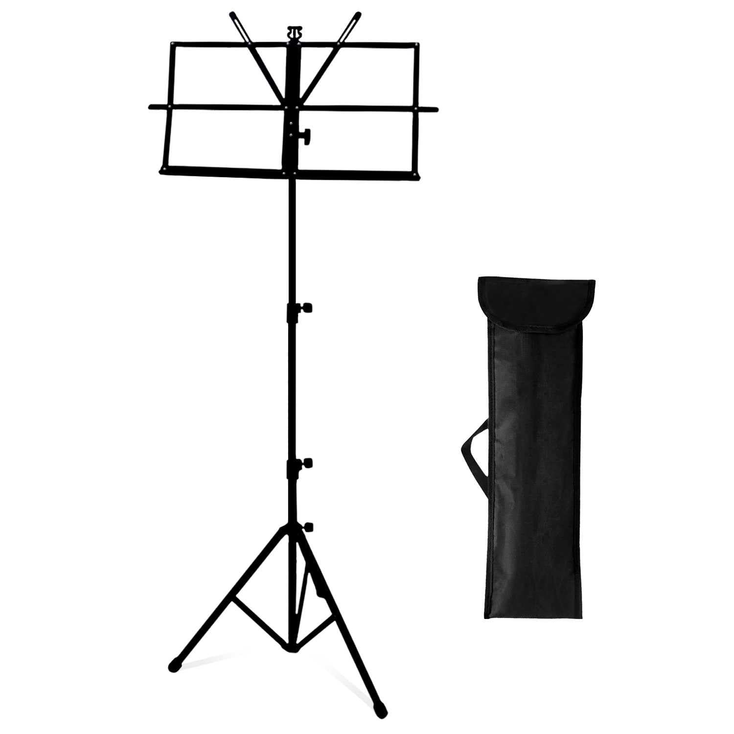 OcioDual Atril Metálico Plegable para Partituras de Música Viajes Desplazamientos Negro Soporte Ajustable Regulable Altura