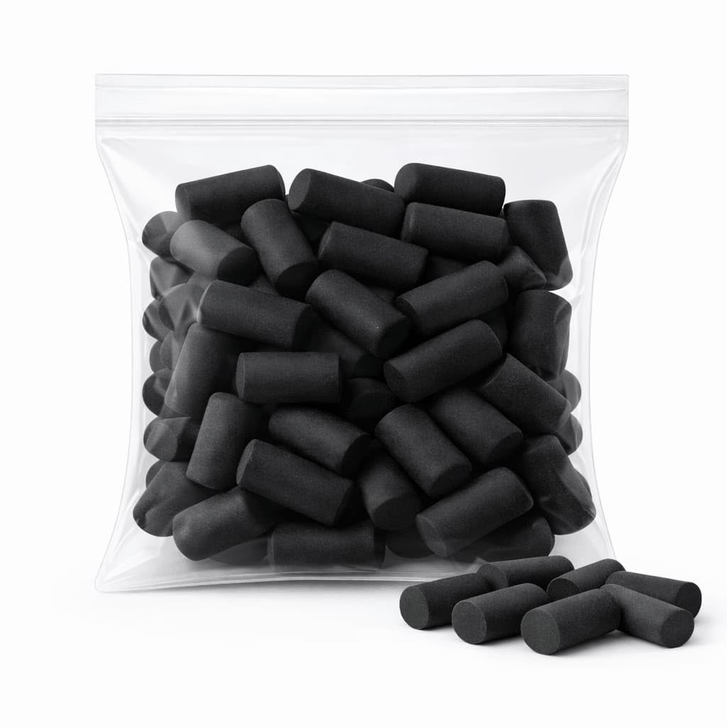 38dB Foam Ear Plugs – Black – 25 Pack – Soft Noise Cancelling Earplugs for Sleep, Study, Travel & Work
