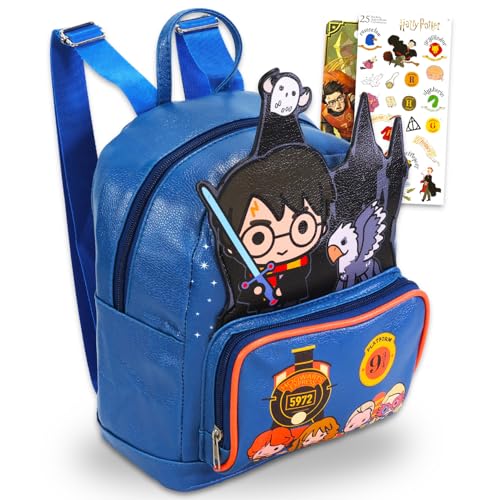Harry Potter Mochila Feminina Mini - Mochila de Couro Sintético de 30 cm com Bolso Frontal e Marcado