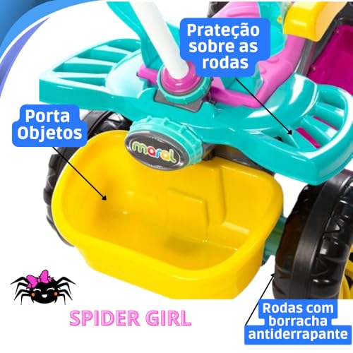 Carrinho de Passeio Infantil Quadriciclo com Pedais e Haste, Rosa