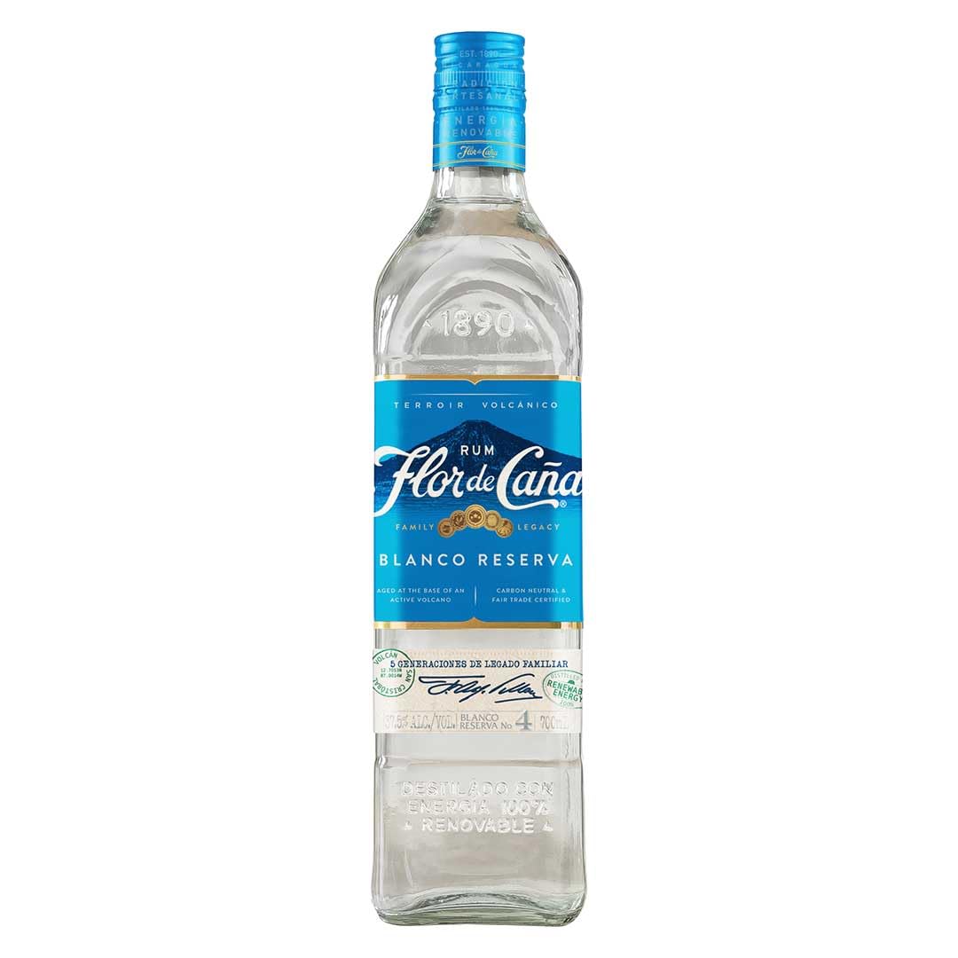 Flor de Caña 4yr Blanco Reserva Rum 70cl, 37.5% ABV | Sustainably produced, Premium White Rum | Nicaragua |
