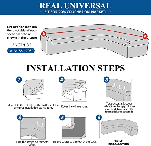 Zpugut L-Shaped Sofa Cover - Durable Elastic Sofa Cover Wear-Resistant Combination Sofa Cover Navy Blue Corner Sofa Cover Easy To Install Suitable For Most Sofas (Navy Blue) #TOP6