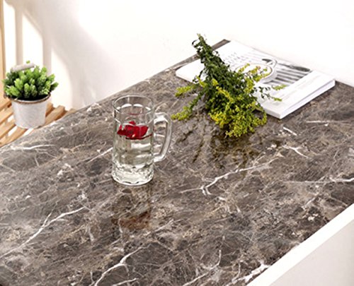 Amao Brown Granite Look Marble Effect Paper Film Vinyl Self Adhesive Peel-Stick Counter Top Wall Sticker- 12''x79'' - Thumbnail 4
