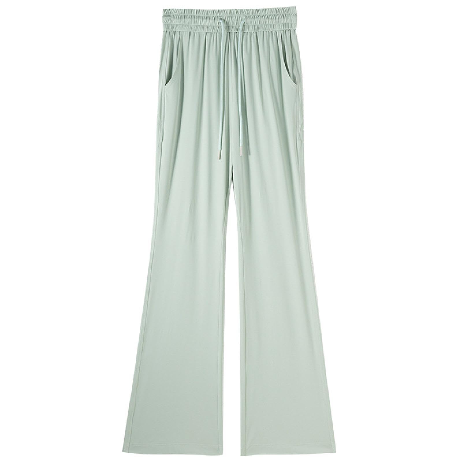 Generisch Bootcut Jazzpants damskie spodnie z lodowego jedwabiu, dla kobiet na lato, cienkie, szerokie nogawki, szybkoschnące, luźne, małe sportowe spodnie do jogi, ochrona przed słońcem, rozmiar S