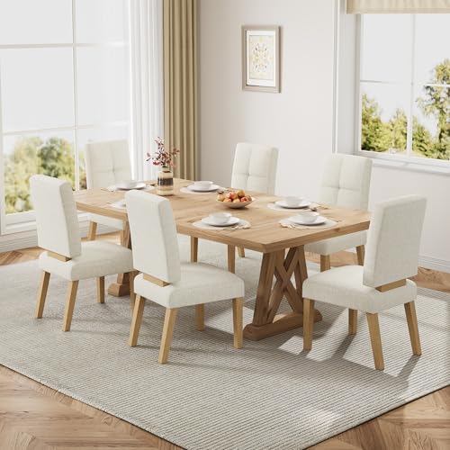 HOMRELEXA Wooden Dining Chairs Set of 6, Dining Room Chairs with Wood Legs, Cloud-Like Cushion & Reinforcement Structure Design for Kitchen/Living Room/Restaurant, Easy Assembly - Best Dining Sets