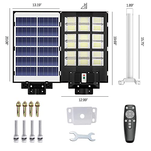 Solar Lights Outdoor 800W Led Solar Street Light Dusk To Dawn Ip66 Waterproof Security Flood Lights Wide Angle Lamp With Remote Control & Bracket Commercial Street & Area Lighting For Backyard Garden #TOP7