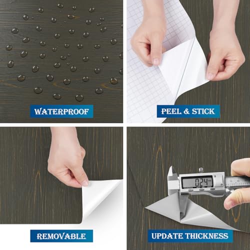 FunStick Papel pintado de madera gris extraíble y resistente al agua 8