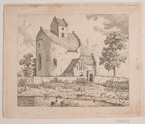 Tableau Église de Bjernede par Vilhelm Kyhn impression d'art vintage 60x90cm