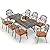[Hi-End]Cast Aluminum Patio Furniture Set 9-Piece Outdoor Dining Set Includes 86.6’’ Rectangular Patio Table with Umbrella Hole and 8 Cushioned Dining Chairs,Rust-Free for Patio Deck Garden Pool