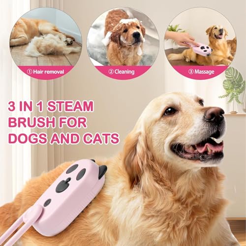 Image of Cat Steam Brush for Shedding, 4 in 1 Brushs with Foldable Handle, Water Brush for Cat,2025 NEW Steam Brushs for Cats,magic wand for pet hair, Pet Spray Hair Removal Comb(pink)