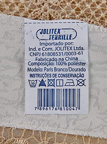 Caminho Mesa Rendado Poliéster Paris Jolitex Branco/dourado
