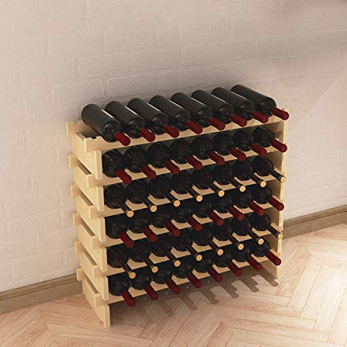 DlandHome Botellero para 48 Botellas 90 x 30 x 81 cm Botellero Modular Soporte botellero de Madera Maciza de Pino