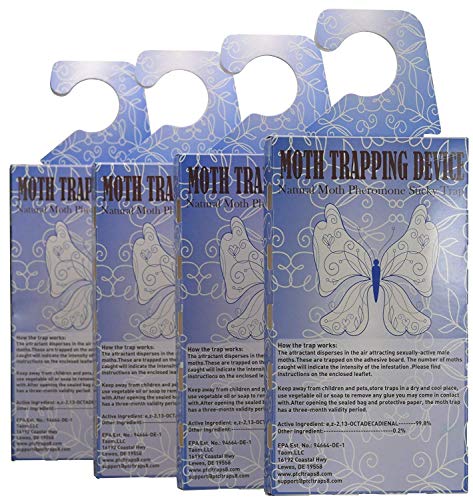 Moth Traps for Clothes Moth | 4-Pack | Refillable, Highly Effective, Odor-Free and Natural Attractant Case-Making, Carpet, Webbing Moth, Pro Cloest Essentials Get Rid of Wool Moths Moth Traps for Clothes Moth | 4-Pack | Refillable, Highly Effective, Odor-Free and Natural Attractant Case-Making, Carpet, Webbing Moth, Pro Cloest Essentials Get Rid of Wool Moths