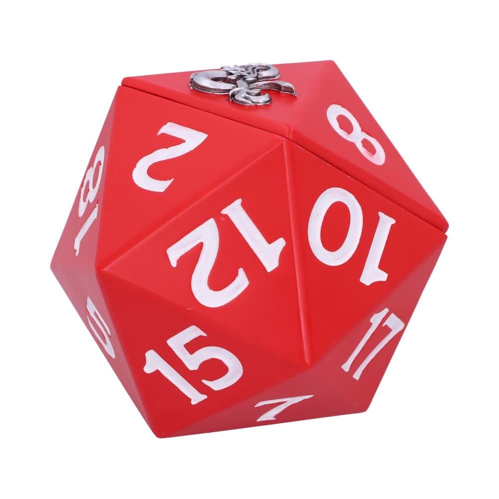 NEMESIS NOW Boîte de Rangement D20 sous Licence Officielle Dungeons & Dragons, Rouge, 13,5 cm