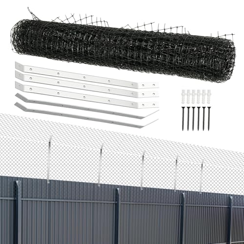 Cat Proof Fence Catio Cats Outdoor Enclosure Anti-Climb Barrier Kit Cuttable Cat Roll Mesh Fence Cat Proofing Fence Brackets Weatherproof Garden Mesh Fencing for Cat Safety & Protection 10m x 65cm