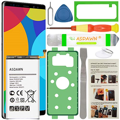 ASDAWN Galaxy S10 Battery Replacement, EB-BG973ABE EB-BG973ABU Battery for Galaxy S10 SM-G973 G973A/V/T/P with Back Cover Adhesive + Battery Adhesive + Repair Tool Kit + Installation Instruction