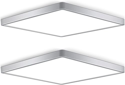 Miniatura 1 de Paquete de 2 luces LED de techo empotradas de 12 pulgadas y 24 W, luz de techo LED blanca de 5000 K, lámpara de techo LED cuadrada plana de 3200 lm