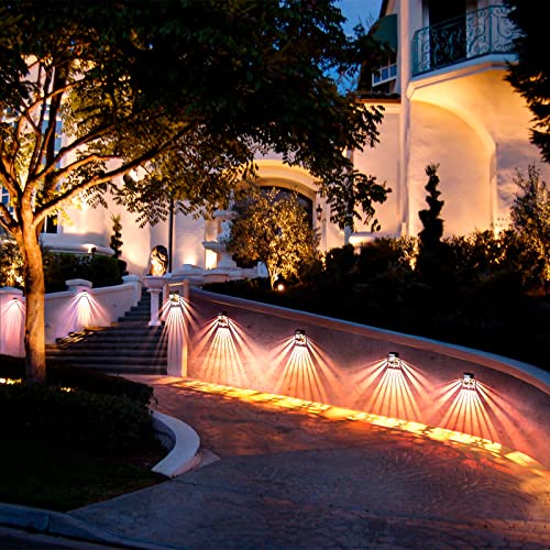 LOFTEK Solar Deck Lights, 8 Pack Solar Fence Lights Auto On/Off, Waterproof, LED Solar Lights Outdoor for Garden Decor, Solar Lights Decorative for Step, Backyard, Post, Front Door, Pool, Warm White
