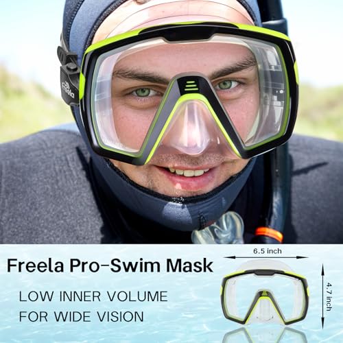 Image of Freela Adult Swim Goggles Mask Tempered Glass Anti Fog Waterproof 180Clear