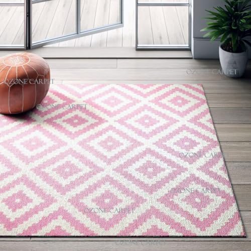 Image of Hand Tufted Wool Carpets Anti Shedding Rug Modern Carpets for Living Room Size 6x9 Feet