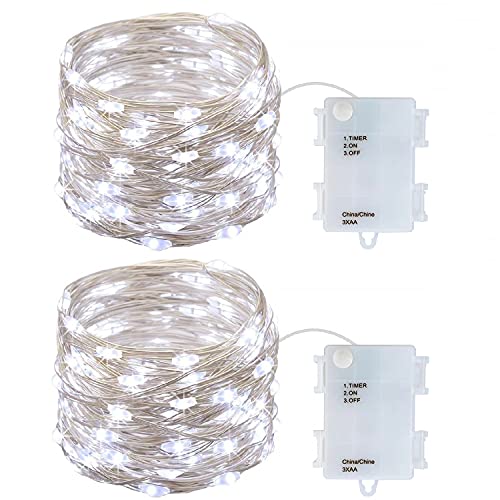 2-Pack-Battery-Operated-Mini-Led-Fairy-Lights-Dewdrop-Garland-Lights-with-Timer-6-Hours-on18-Hours-Off-for-Wedding-Party-Decorations50-Leds-18-Feet-Silver-Wire-Cold-White 2 Pack Battery Operated Mini Led Fairy Lights Dewdrop Garland Lights with Timer 6 Hours on18 Hours Off for Wedding Party Decorations50 Leds 18 Feet Silver Wire Cold White