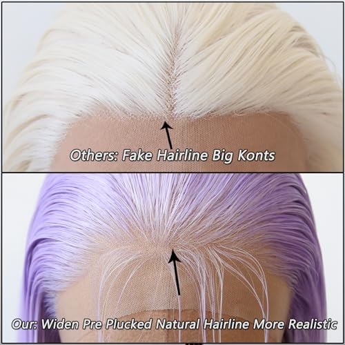 Towarm Light Purple Wig Long Straight Lavender Purple Synthetic Lace Front Wigs Pre Plucked Natural Hairline for Black Women Heat Resistant Fiber Hair Cosplay Daily Wear Wig (Light Purple) - Image 2