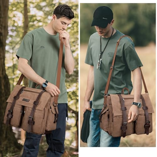 Image of WITZMAN Vintage Canvas Messenger Bag for Men Large Satchel Bags Crossbody Shoulder Fit 17 inch Laptop