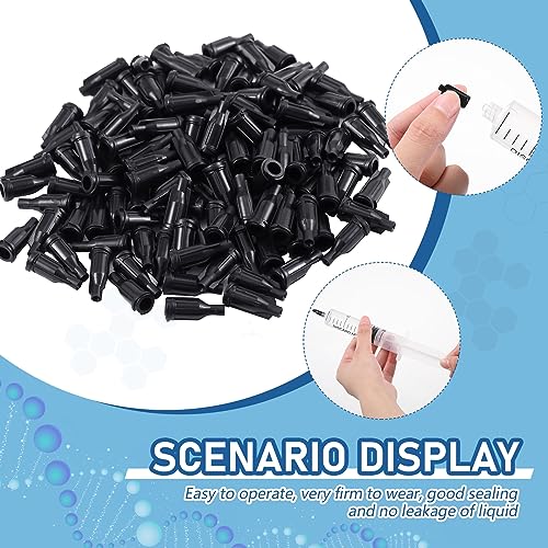 Image of Gejoy 350 Pcs Syringe Caps Dispensing Needle Black Syringe Tip Caps | Protect Needle Tips from Clogging, for Craft Glue Dispensing and Industrial Work, Reusable Covers Keep Syringes Clean