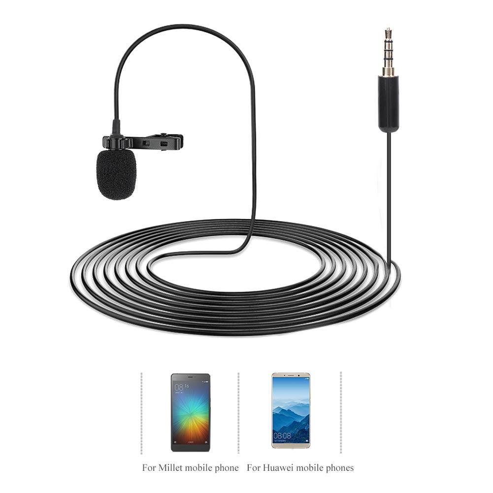 Micrófono de solapa, mini micrófono portátil con clip de collar Micrófono de grabación de entrevista para computadora de teléfono móvil