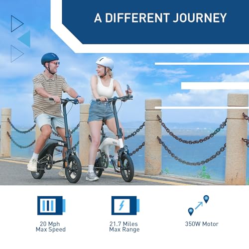 Hiboy C1 Electric Bike for Adults, Max 20MPH Speed & 43.5 Miles Range（PAS）, 500W Peak Motor and Removable Battery, Front Suspension Electric Bicycle, 14\" Foldable ebike, UL2849 Certified - Thumbnail 2