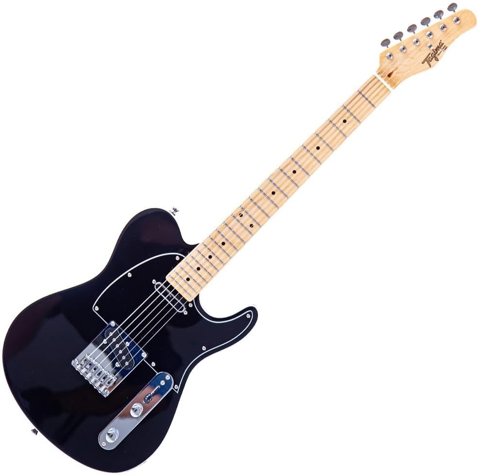 Imagem frontal diagonal da guitarra Tagima Telecaster Classic T-550 preta com braço claro