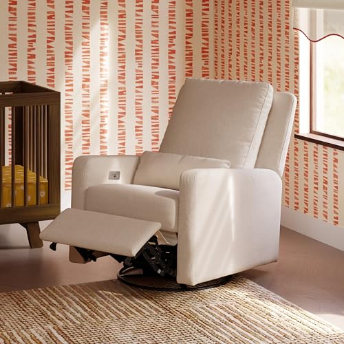 Image of babyletto Sigi Power Recliner and Glider in Performance Beach Eco-Weave