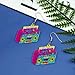 80s Neon Earrings for Women Cassette Tape Earrings Acrylic Drop Earrings Retro Radio Dangle Earrings for 80's 90's Outfit Party Halloween Costume 80s Accessories for Women Neon Jewelry-Radio 1pair