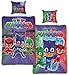 Produktbild Kinder-Bettwäsche PJ Masks Pyjamahelden 135x200 cm 100% Baumwolle | PJ Mask Bettwäsche-Set Öko-Tex Standard Deutsche Standardgröße