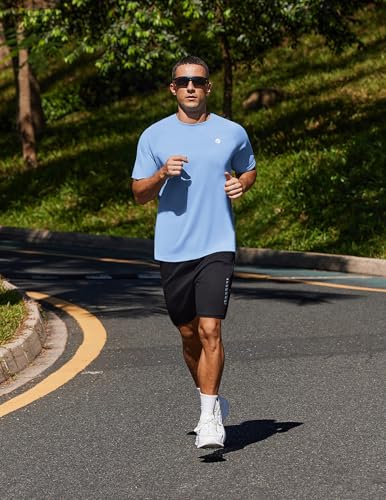 Image of PINSPARK Workout Shirts for Men UPF 50+ Quick Dry Athletic Gym Tee Shirts Mens Short Sleeve Running Cooling Swimming T-Shirt