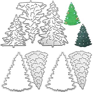 7 Pcs Christmas Tree Metal Die Cuts, AIFUDA Merry Christmas Tree DIY Cutting for Embossing Card Making Photo Decorative Paper Dies Scrapbooking