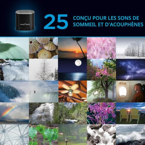 Sound Oasis® Système de thérapie sonore Bluetooth® - 20 sons d'acouphènes intégrés - Améliore le sommeil - Application de fréquence sonore personnalisée - Noir - Pour adultes – vue 5