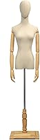 Vista 8 de Adult Female Mannequin Torso with Adjustable Height, Wooden Arms & Base, Tripod Stand for Clothing Display(Tripod Stand1,Small)