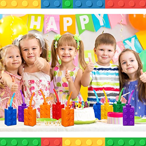 Sawysine 18 Set Building Blocks Cups 10 oz Blocks Reusable Party Favors Cup Plastic Colored Brick Drinking with Lids and Straws for Birthday Party Supplies Favors Decorations by Sawysine - Image 6