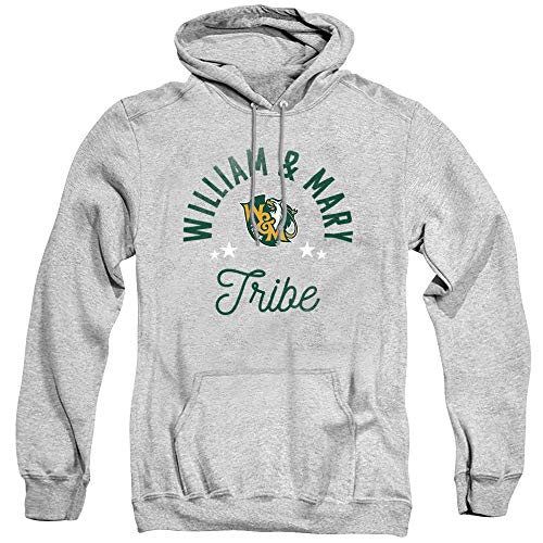 College of William and Mary Official Tribe Unisex Adult Pull-Over Hoodie, College of William and Mary, Athletic Heather, Large