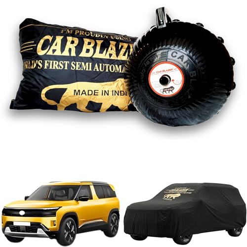 Image of CARBLAZER Portable & Semi-Automatic Full Body Car Covers - Heavy Duty Device | Dust Proof | UV Safe | Water Resistant | Anti-Theft & Scratch Proof Covers, Compatible for Tata Sierra - Black