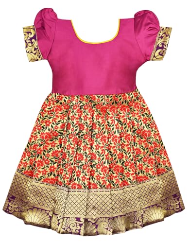 Image of AMIRTHA FASHION New south Indian traditional pattu pavadai Tapeta Silk Frock For Baby Girls