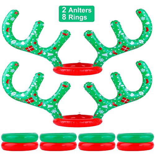 GINMIC Christmas Inflatable Reindeer Antler Ring Toss Game Set for Kids Adults Carnival School Party Favor Supplies Holiday Decoration Novelty Toy Outdoor Indoor Funny for Kids - Thumbnail 2