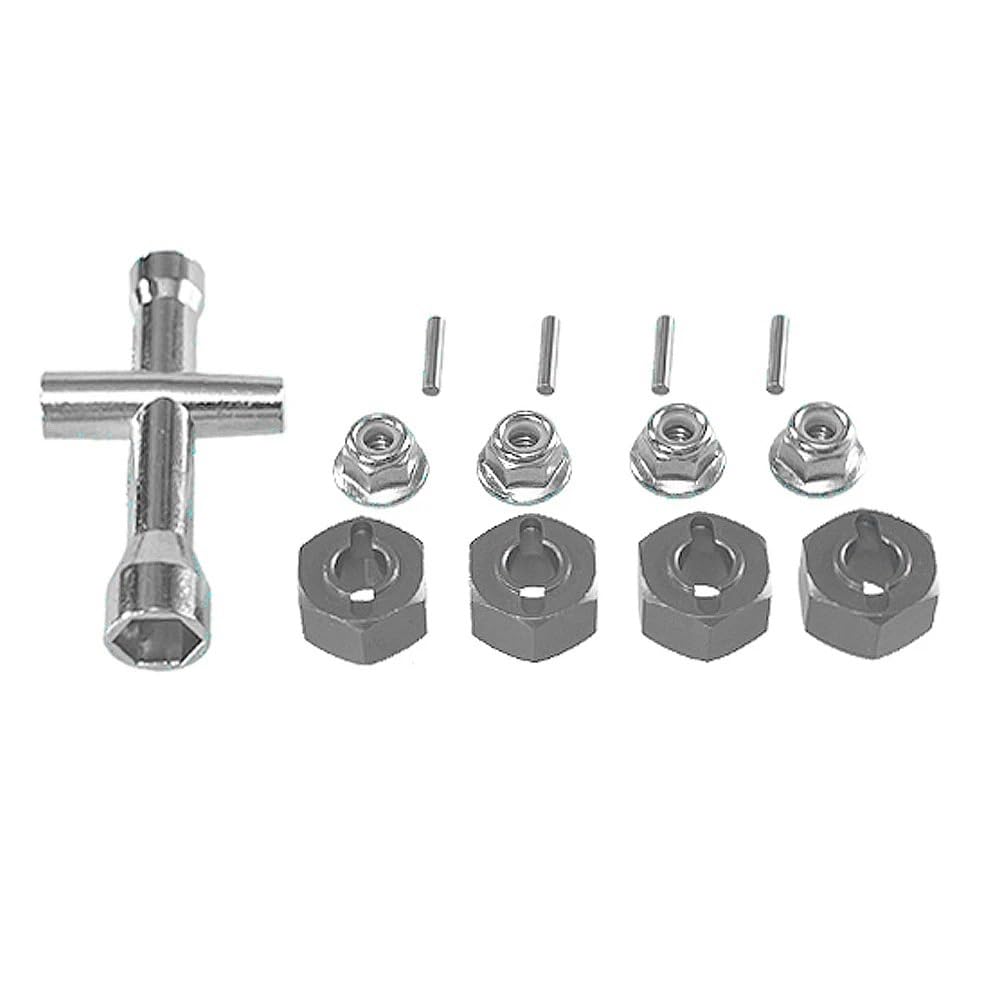 EGRMZ 1/14 14210 1/16 Remote Control Car Wheel Hex Set M4 Nut Parts Compatible With RC Car Models 1 16 Scale Models(GRAY)