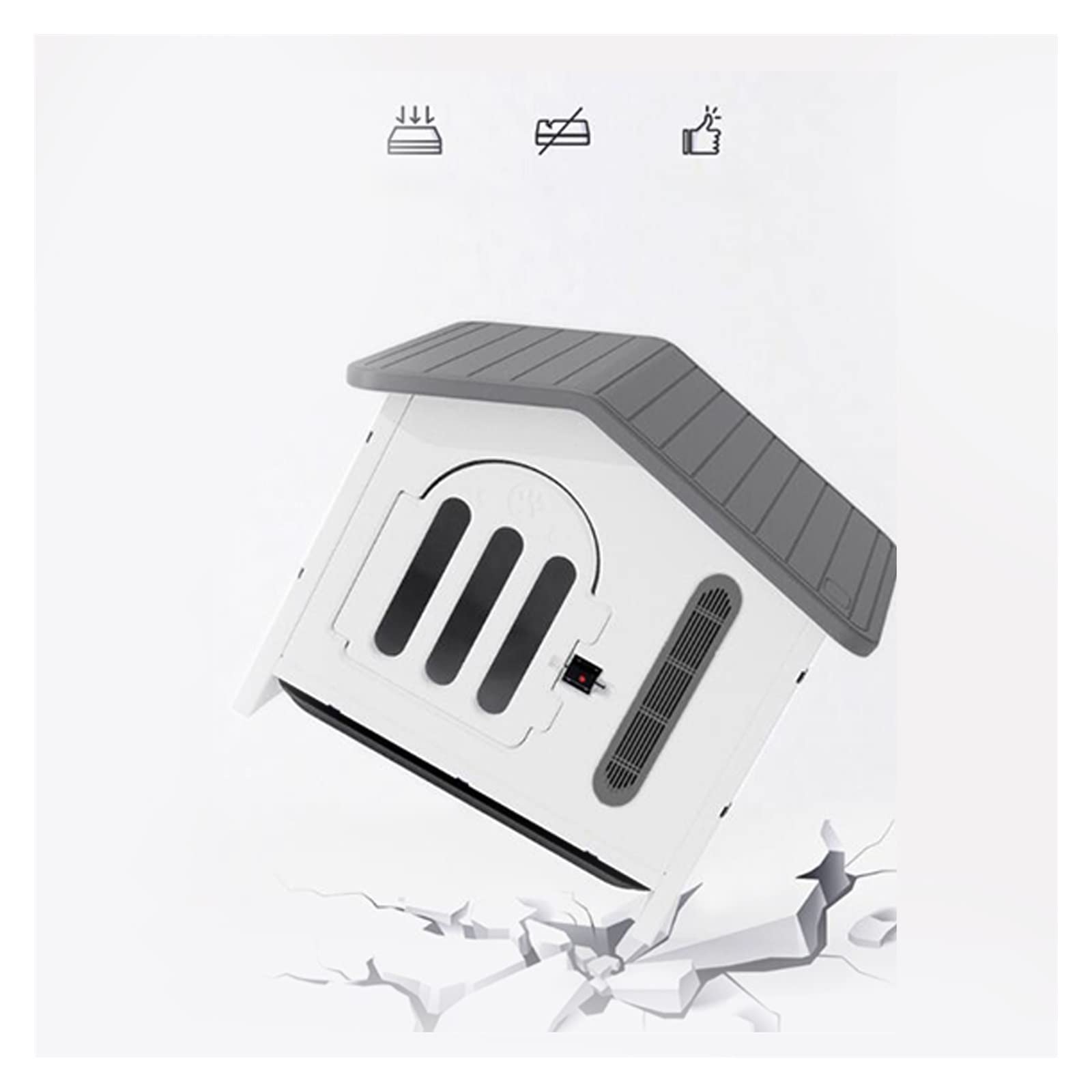 Skrzynia dla psa Dog House Four Seasons uniwersalna buda dla psa klatka domowa willa dom zwierząt (bez drzwi + podwójna miska) Dom dla psa(Grijs)