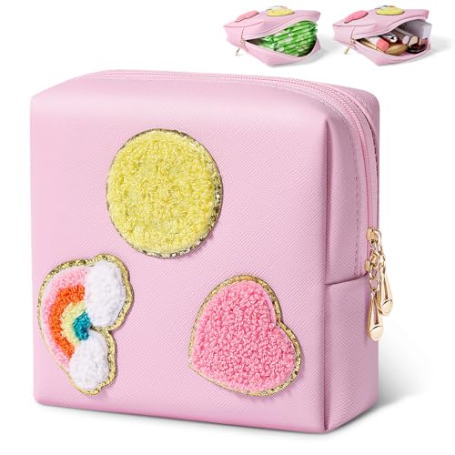 Image of Period Bag for Teen Girls Shark Week Pouch Portable Sanitary Pad Bags for Period Teen Period Pads Pouch for Panty Liners, Tampons, Menstrual Cup - Pink